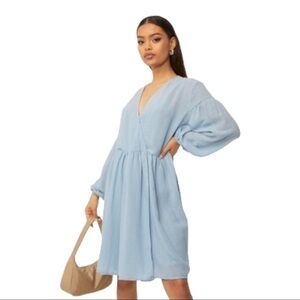 Samsøe Samsøe Jolie Short Floaty Relaxed Dress in Dusty Blue
